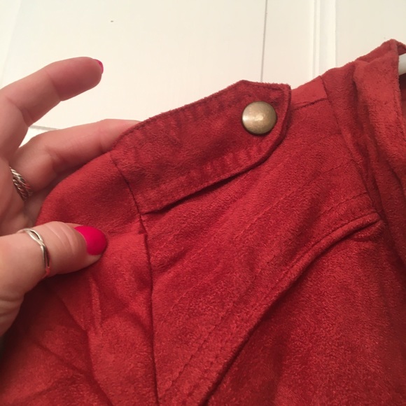 American Rag red faux suede bomber jacket - Picture 5 of 8